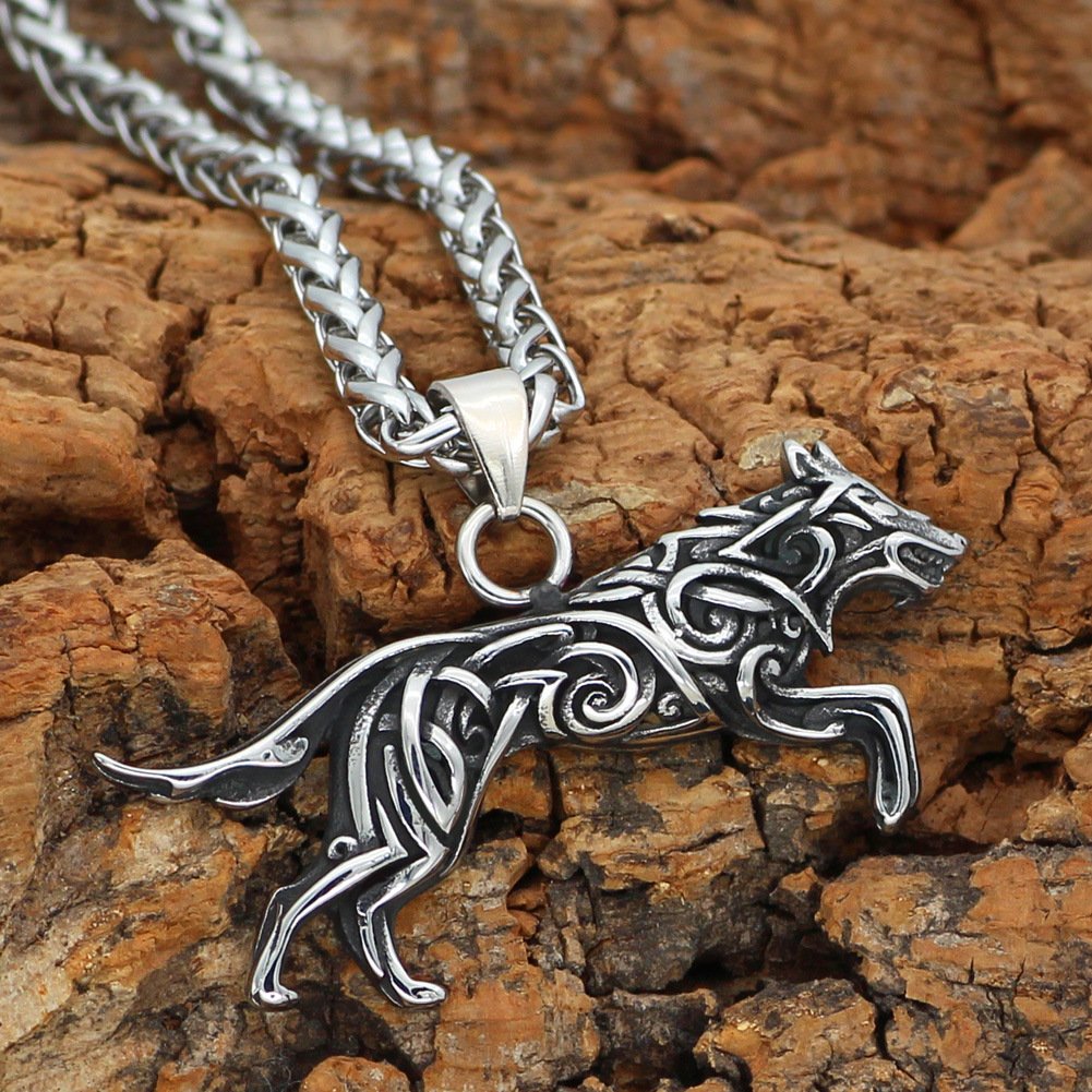 Collier Viking Loup Fenrir style retro