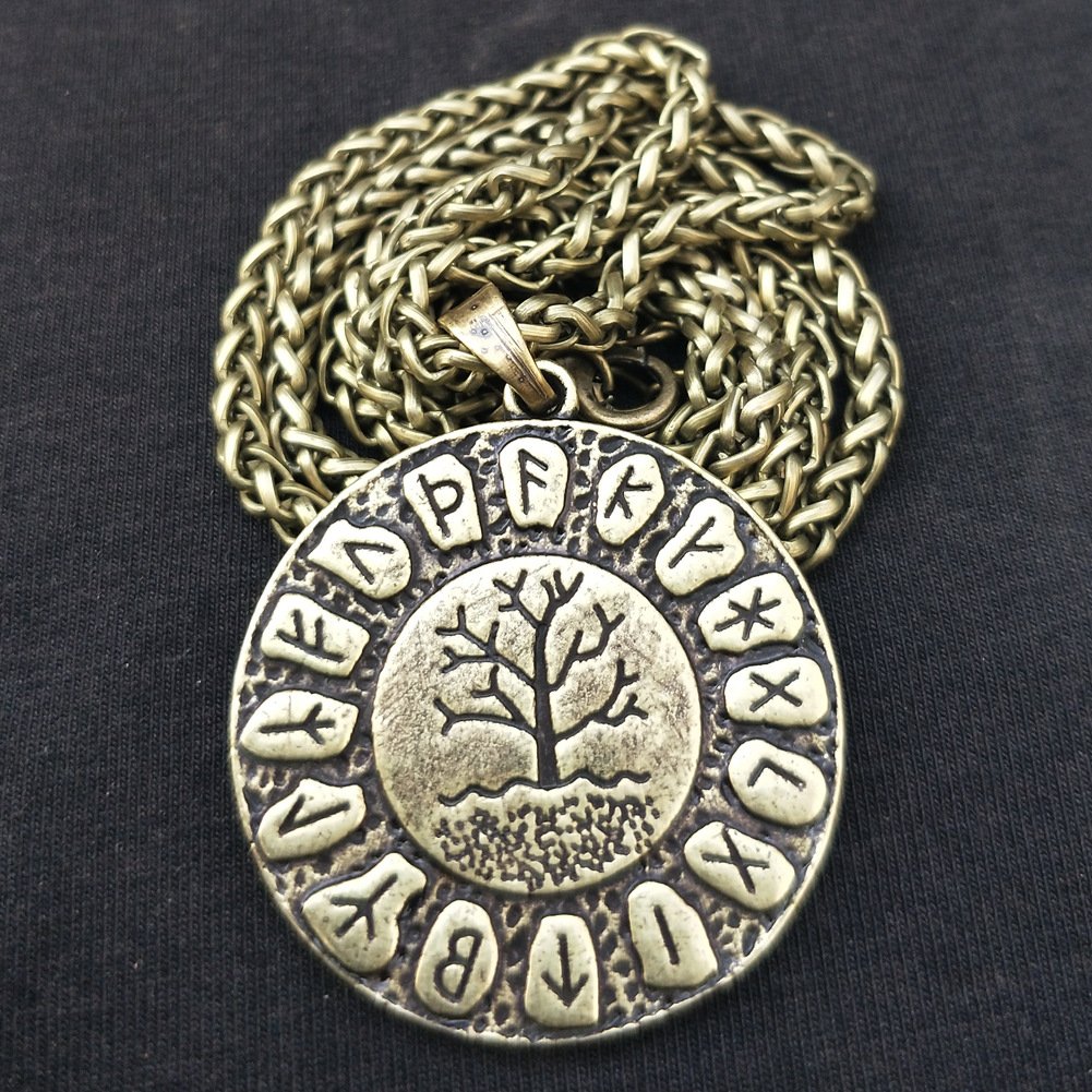 Pendentif Viking Arbre de Vie doré avec chaine