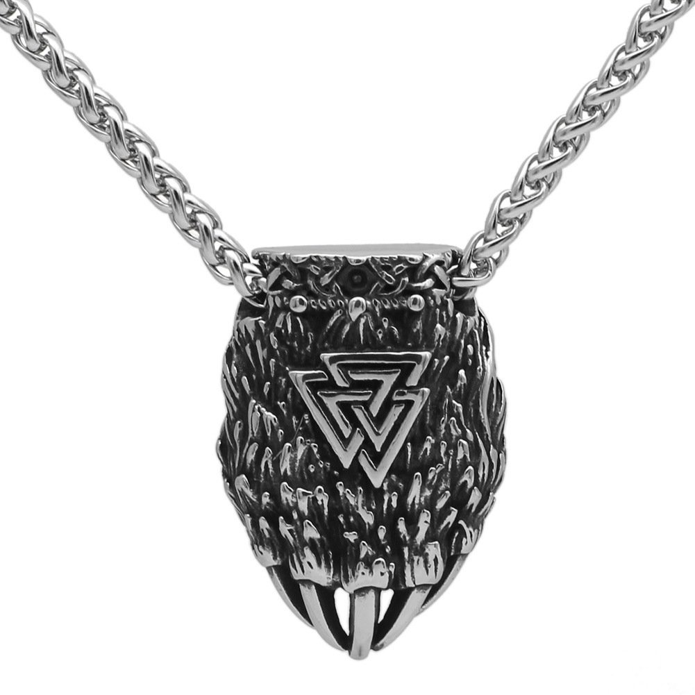 Pendentif Viking Tête de Loup et Valknut unisexe