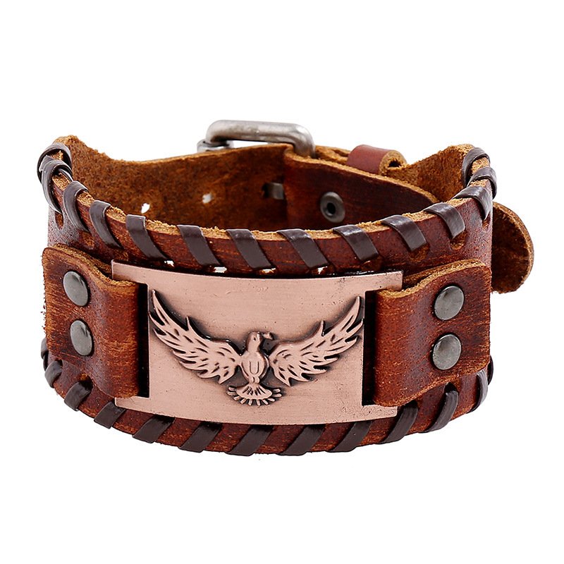 Bracelet Viking Force en Cuir Vieilli couleur cuivre