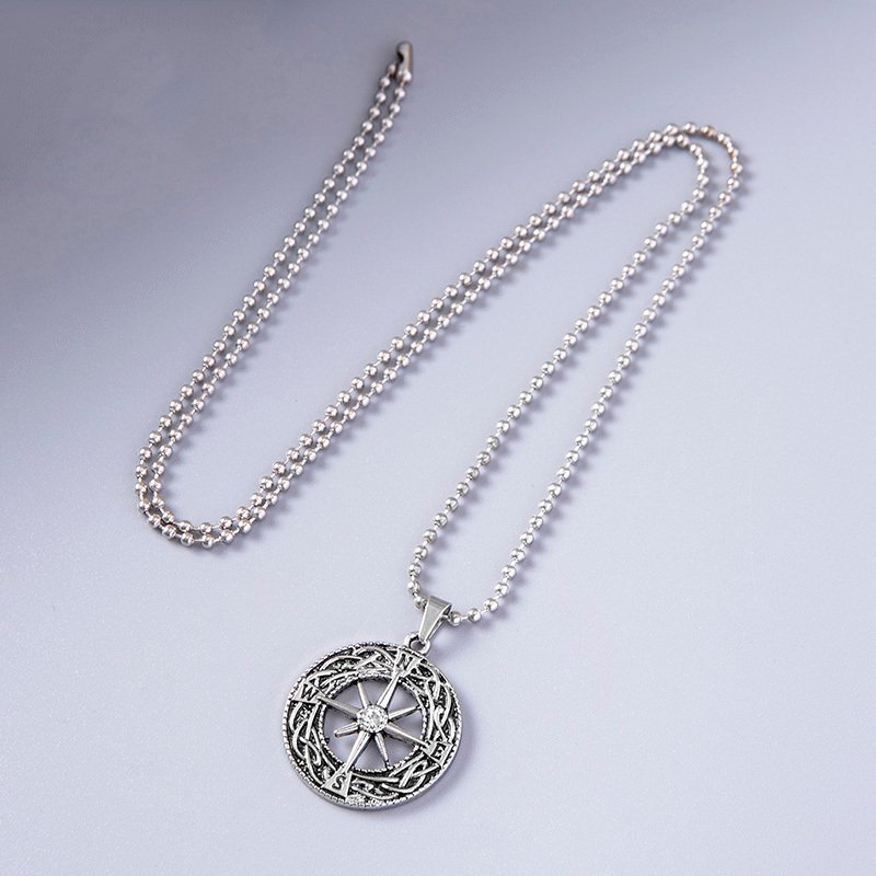 Collier Viking Boussole Étoile en Alliage de Zinc disponible en plusieurs taille