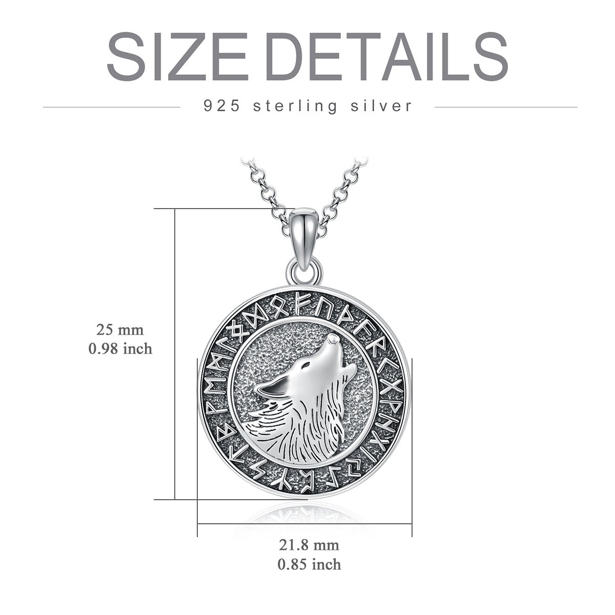 Dimension Collier Viking Loup Fenrir en Argent 925