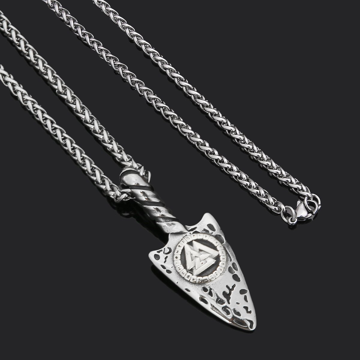 Pendentif Viking Triangle en Acier Inoxydable avec chaine