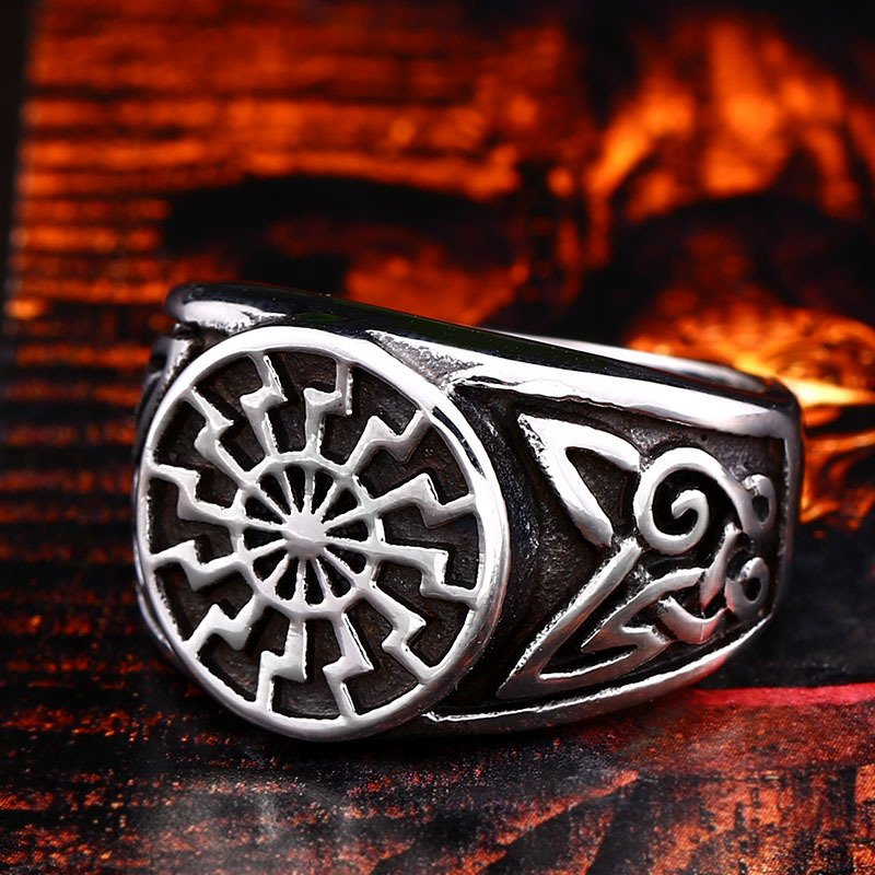 Bague Chevalière Viking Motif Celtique rétro