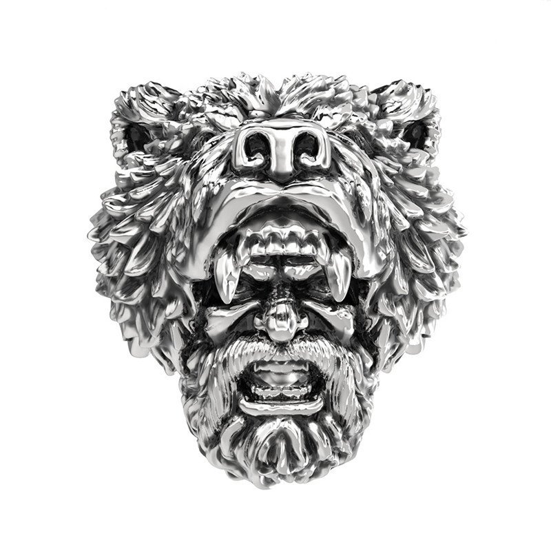 Bague Viking Tête d'Ours couleur acier