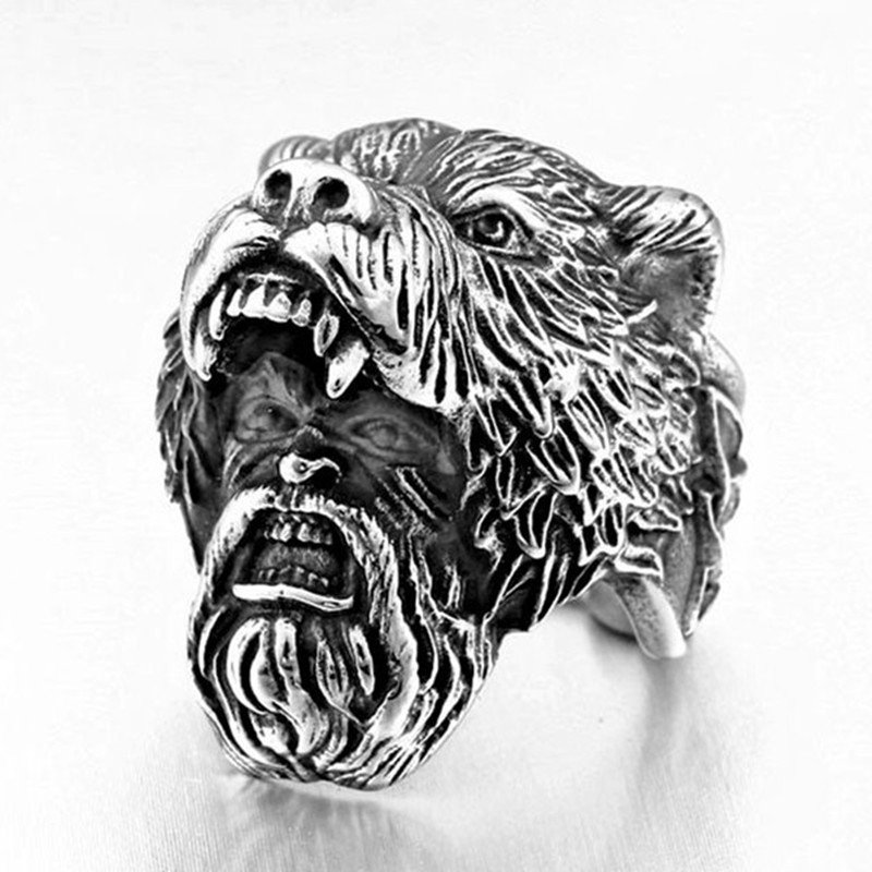 Bague Viking Tête d'Ours couleur acier