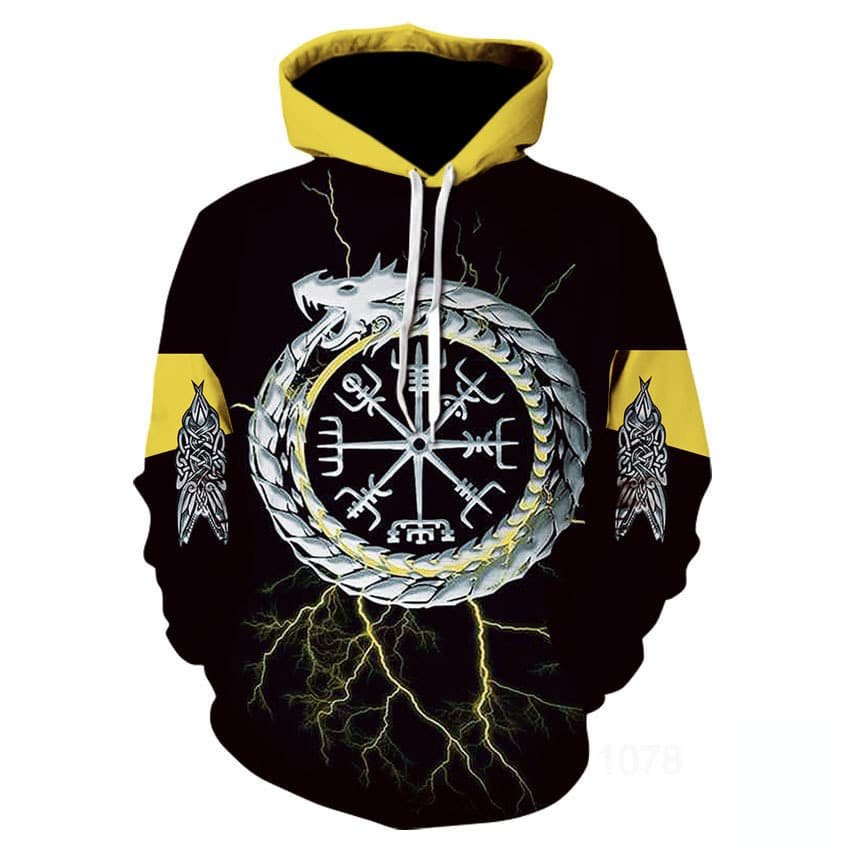 Sweat à Capuche Homme Motif Viking Valknut Et Yggdrasil - Mythologie Nordique, Nœud Celtique - Coton Mélangé Confortable
