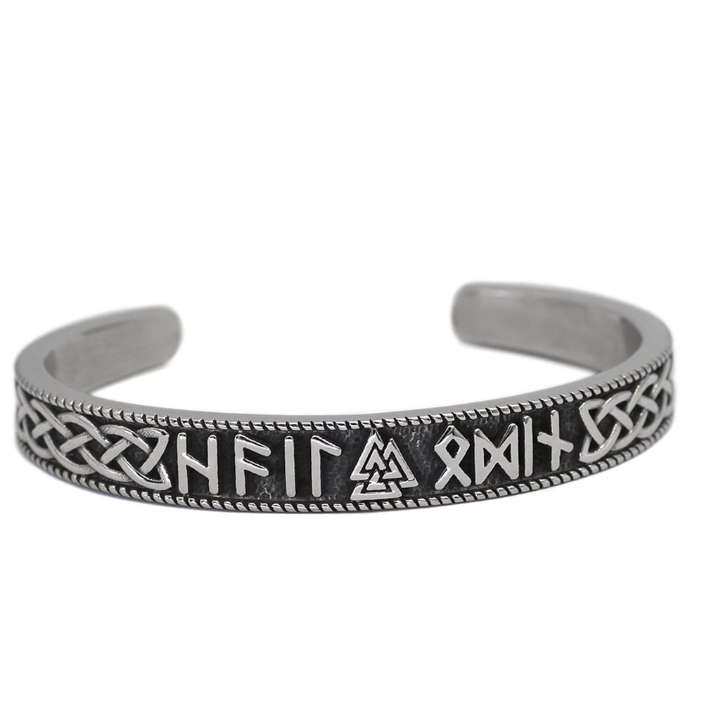 Bracelet Viking en Acier Titane Motif Runique et Entrelacs acier