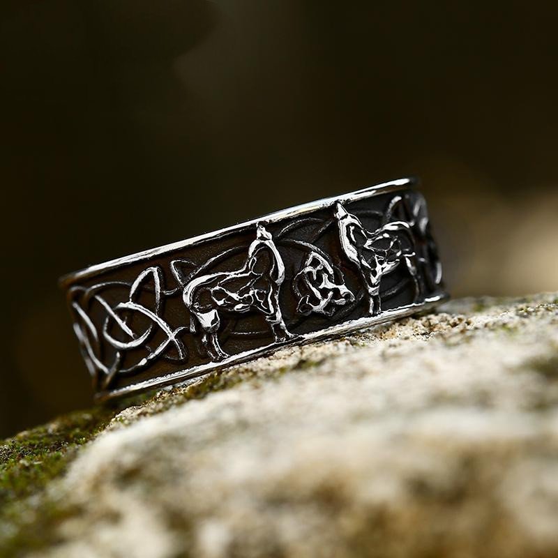 Bague Viking Motif Celtique loup