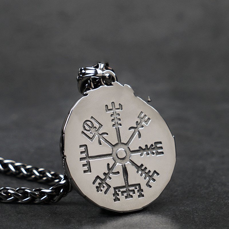 Pendentif Viking Valknut en Acier Titane argenté vegvisir