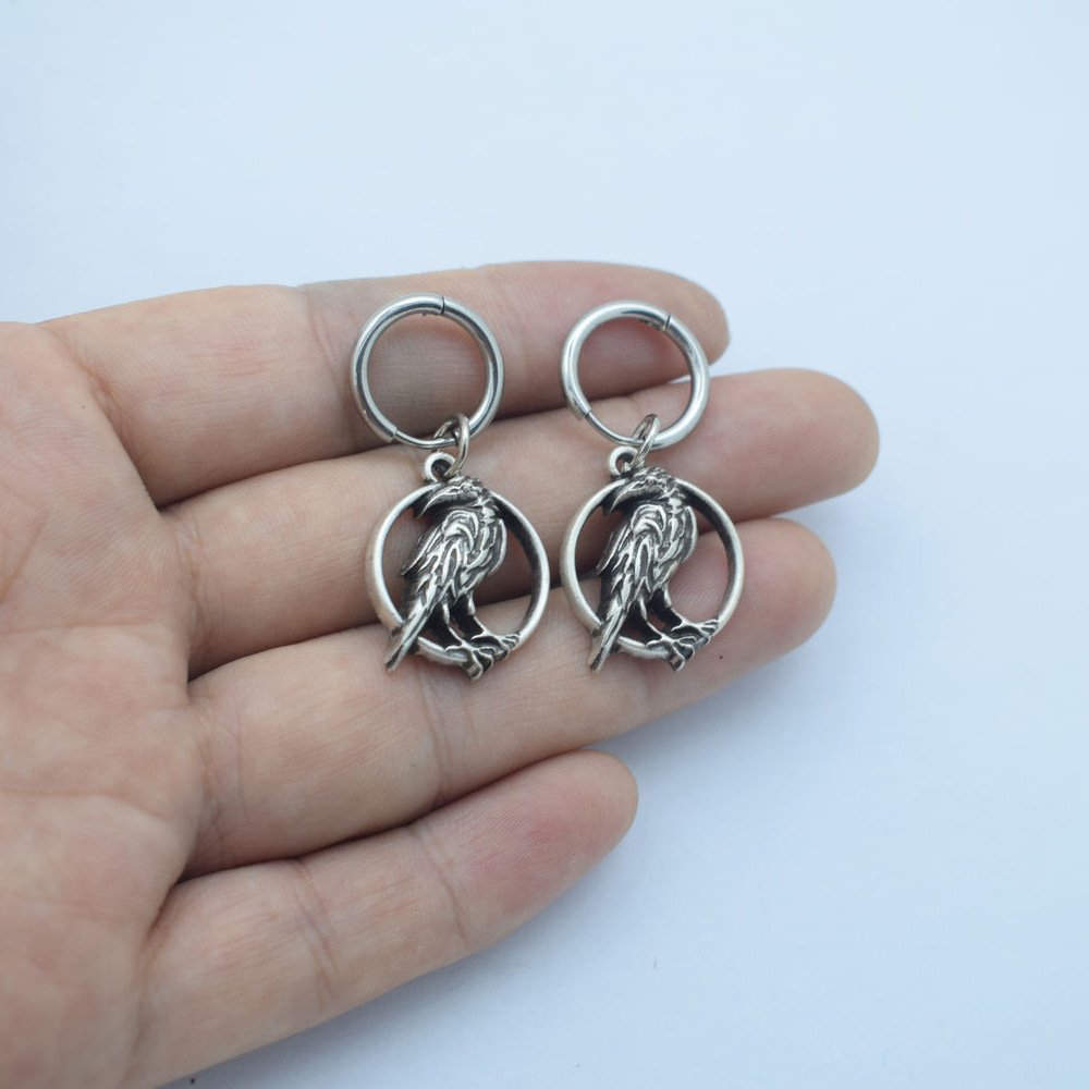 Boucles d'oreilles Viking Corbeau Hugin Munin - Bijoux Nordiques