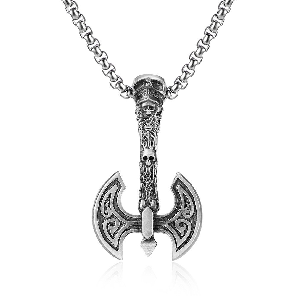 Collier Pendentif Hache Double Viking