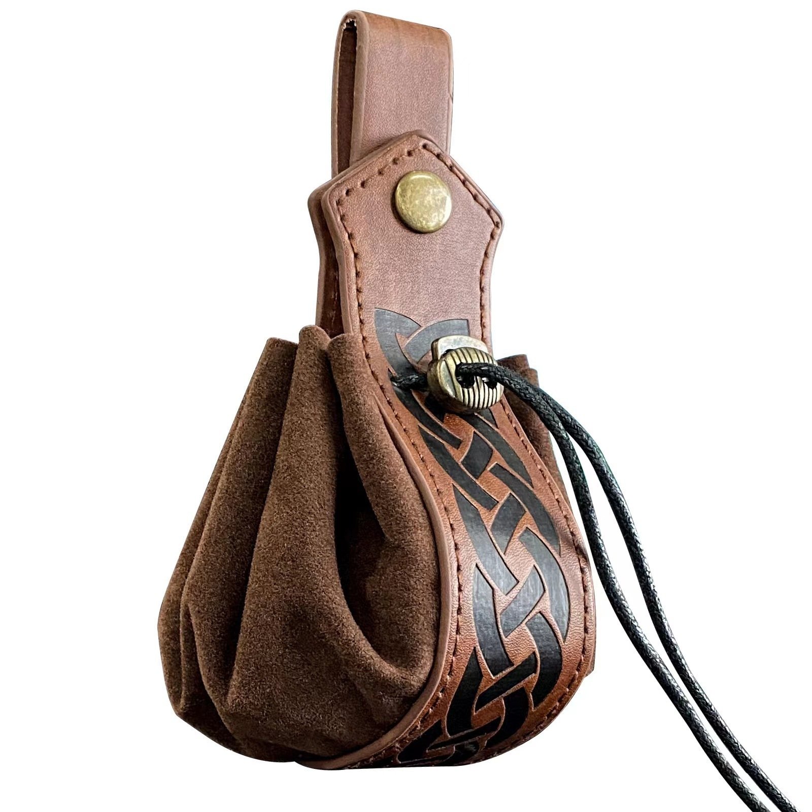 Sac Viking en Cuir avec Motif Celtique marron