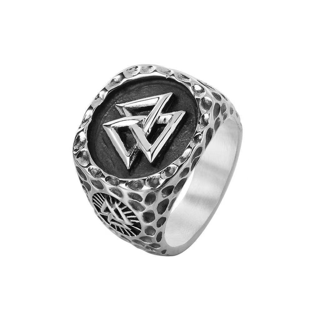 Bague Viking Valknut en Acier Inoxydable