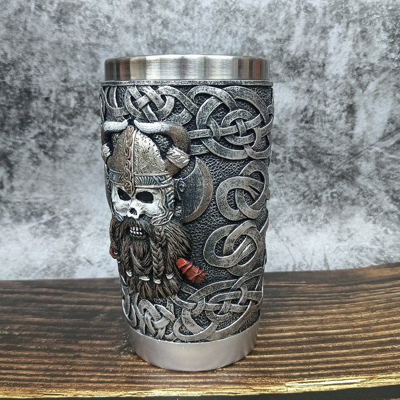 Verre Viking Tête de Guerrier en acier