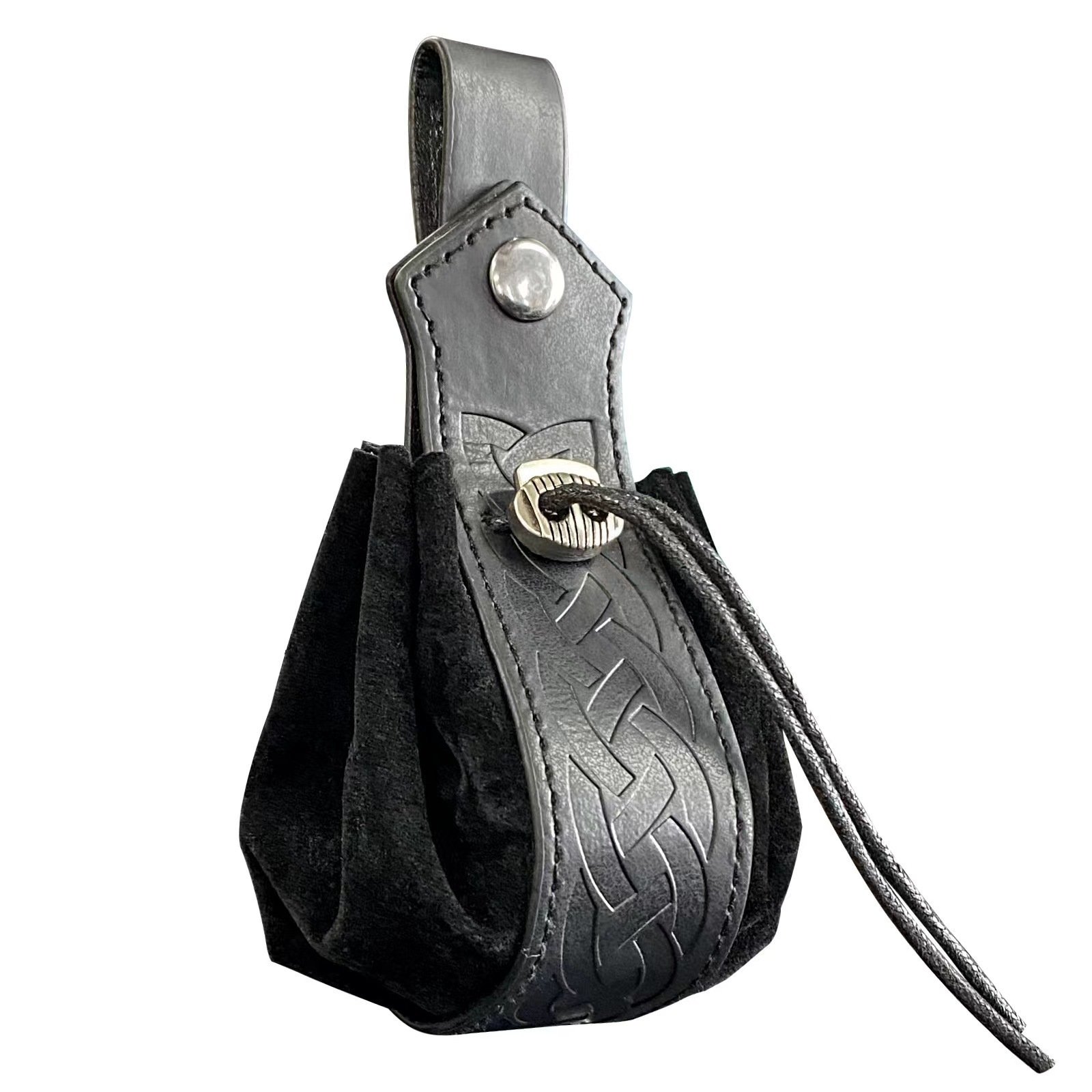 Sac Viking en Cuir avec Motif Celtique noir