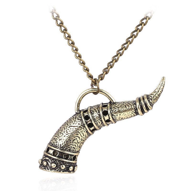 Collier Pendentif Viking Corne d'Odin doré