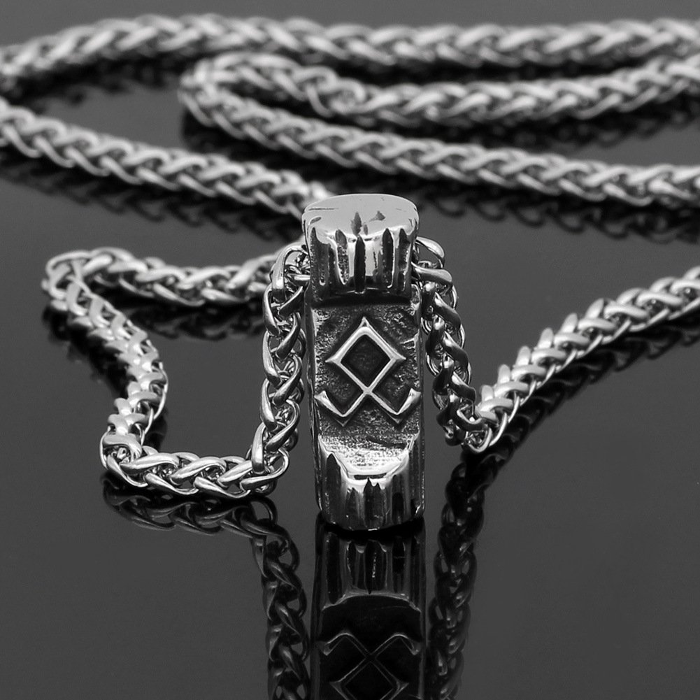 Pendentif Marteau de Thor en Acier Inoxydable rune othala