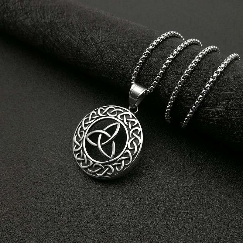 Pendentif Viking Valknut en Acier Titane noeud d'odin