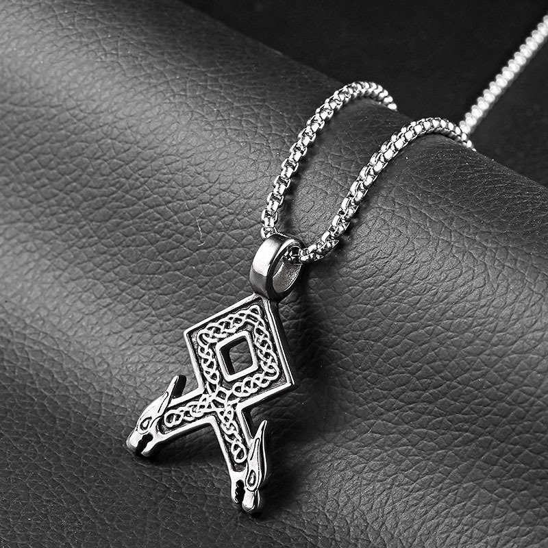 Pendentif Viking Rune Othala tête de loup