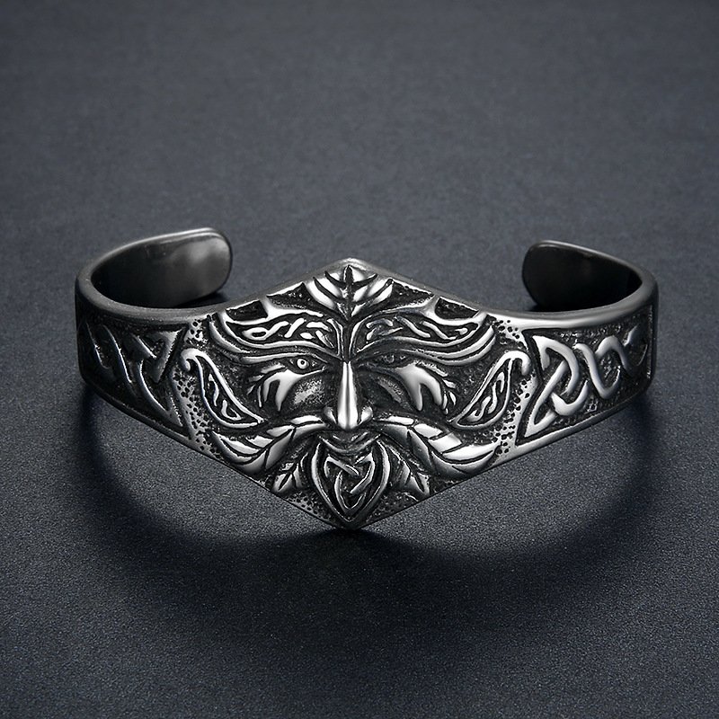 Bracelet Viking Acier Inoxydable Motif Noeud Celtique visage odin