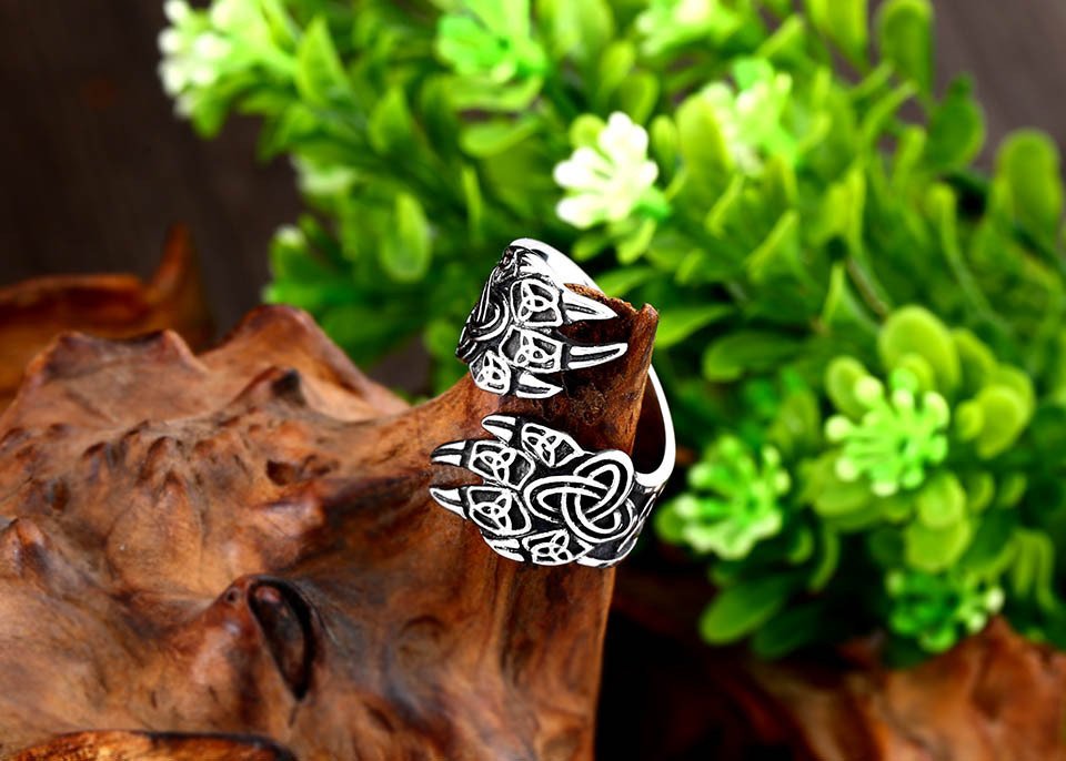 Bague Viking Griffe d'Ours en Acier Inoxydable polie