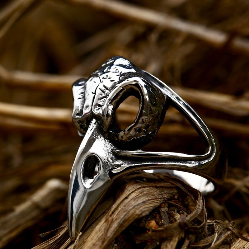 Bague Viking Crâne de Corbeau design unique