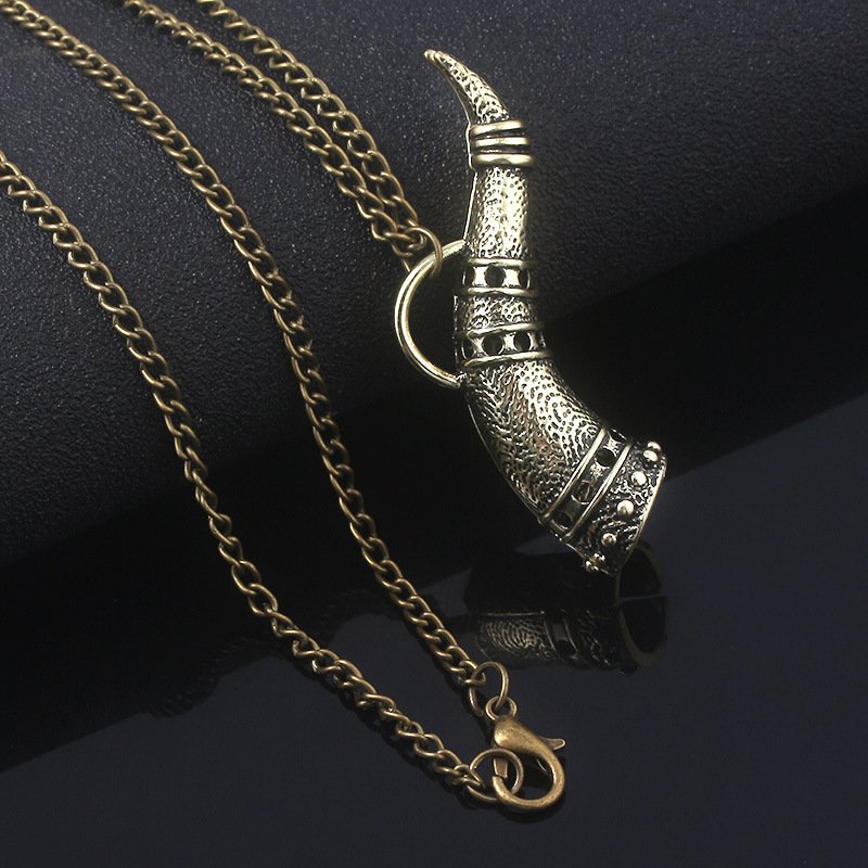 Collier Pendentif Viking Corne d'Odin doré