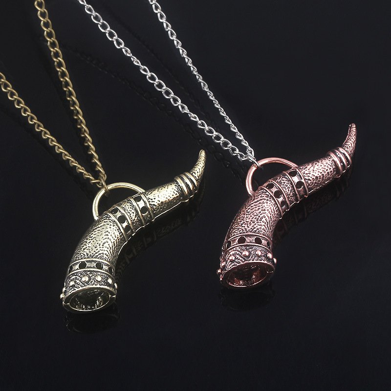 Collier Pendentif Viking Corne d'Odin doré et cuivre