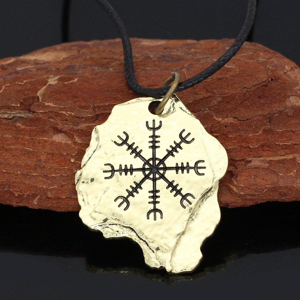 Pendentif Viking Vegvisir Boussole Nordique or