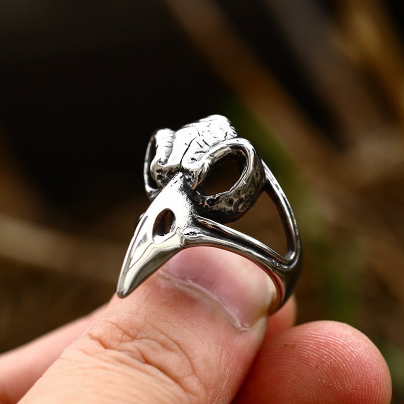 Bague Viking Crâne de Corbeau acien