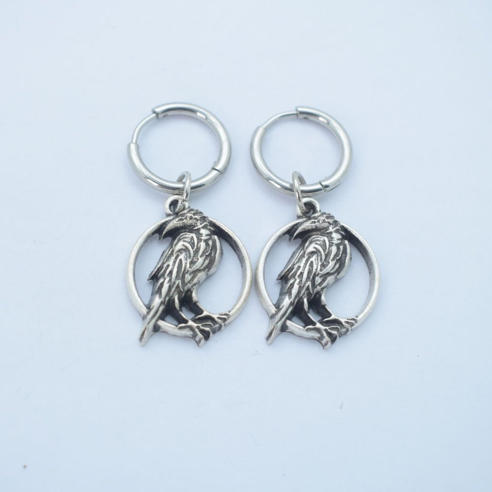 Boucles d'oreilles Viking Corbeau Hugin Munin - Bijoux Nordiques