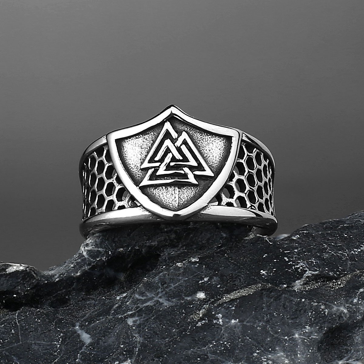 Bague Viking Valknut en acier inoxydable