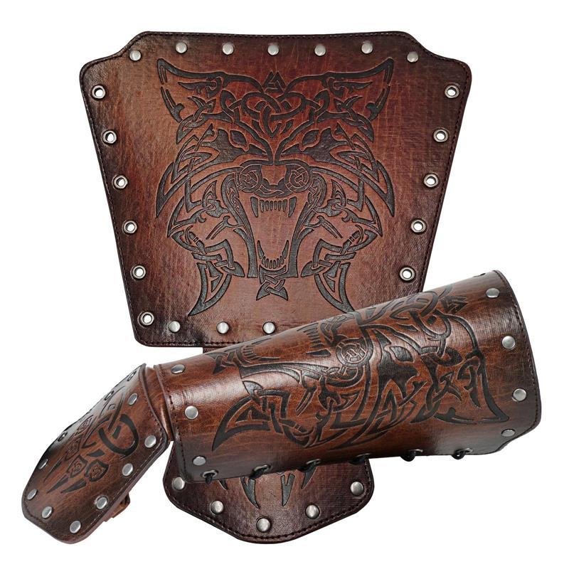 Brassards Vikings en Cuir marron