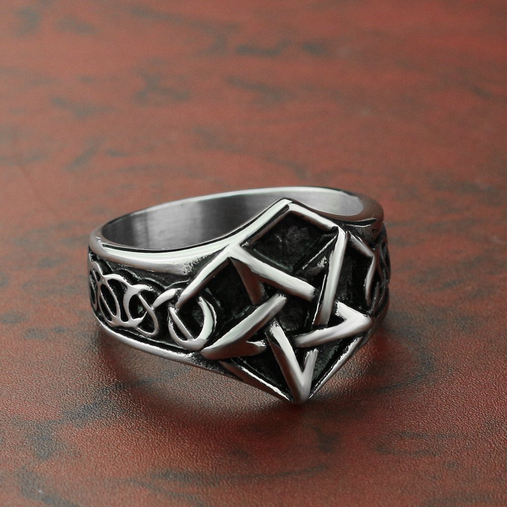 Bague Viking Valknut en Acier Titane - Symbole Nordique retro