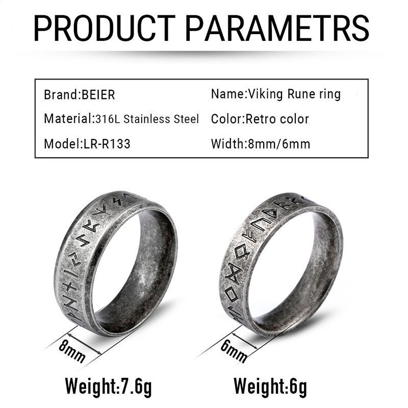 Bague Viking en Acier Inoxydable dimension