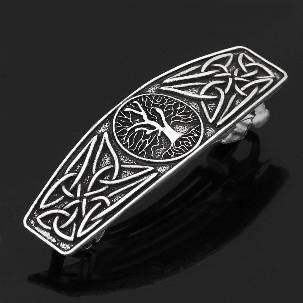Barrette Viking Yggdrasil - Arbre de Vie Nordique entrelacs élégants