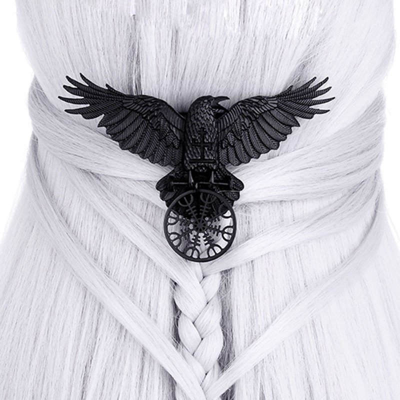 Barrette Corbeau Viking style ancien