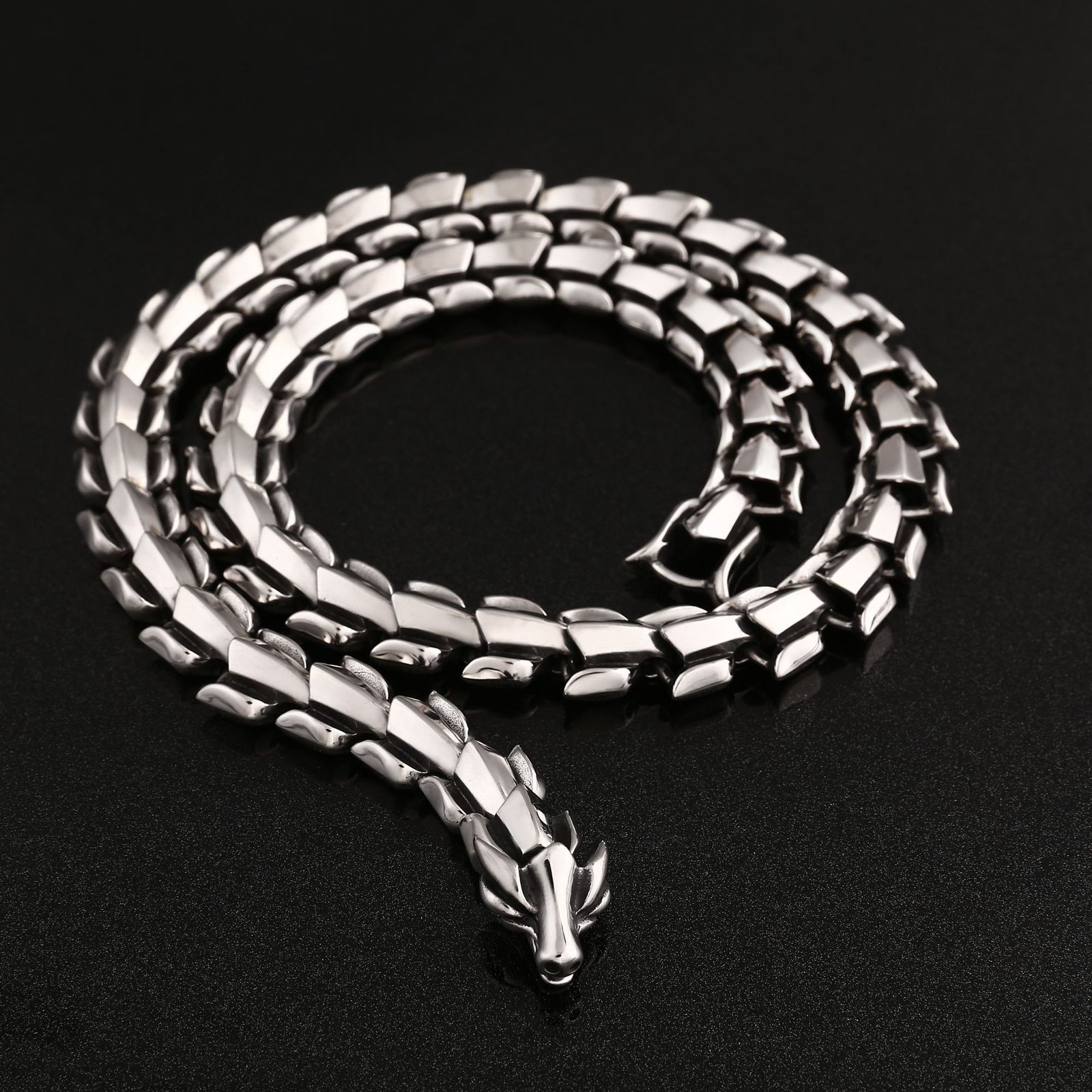 Collier Dragon Viking - Le Souffle du Serpent Midgard acier