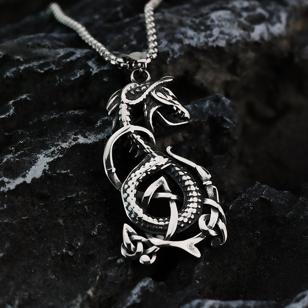 Pendentif Viking Ouroboros couleur acier