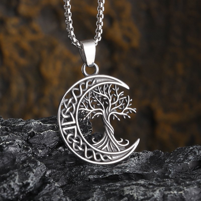 Pendentif viking Arbre de Vie et Croissant de Lune