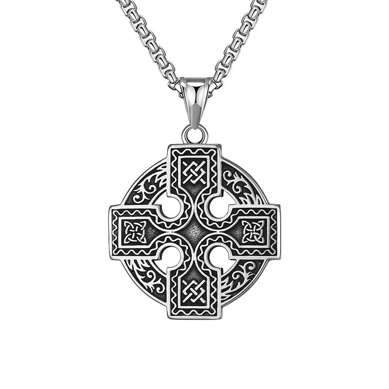 Pendentif Viking Croix Celtique en Acier Titane