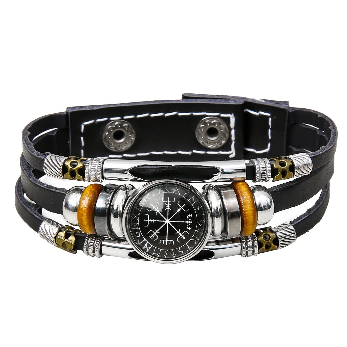 Bracelet Viking Vegvisir noir