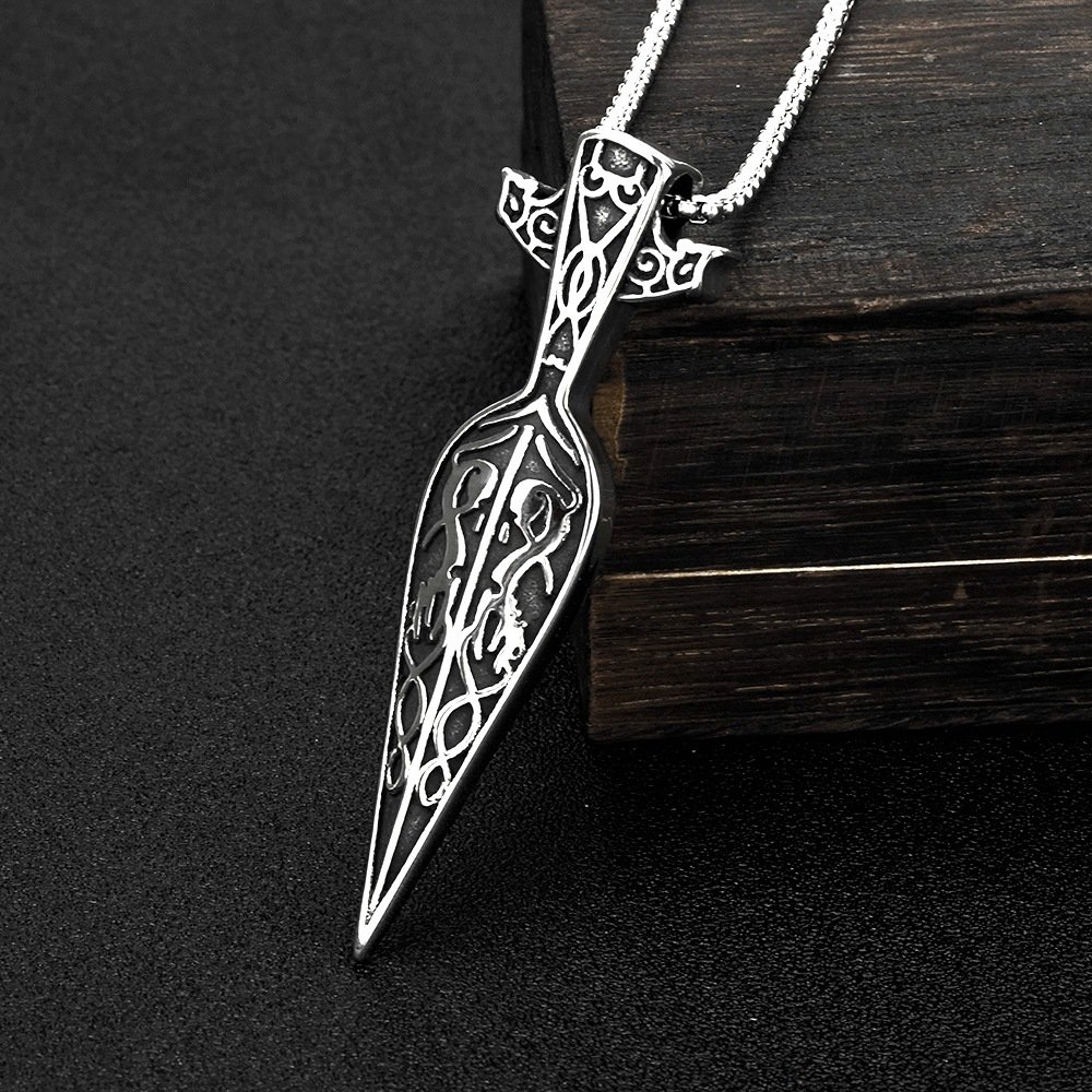 Pendentif Viking Lance et Serpents Gravures complexes
