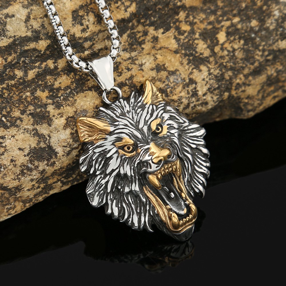 Pendentif Loup Viking - Force et Loyauté doré