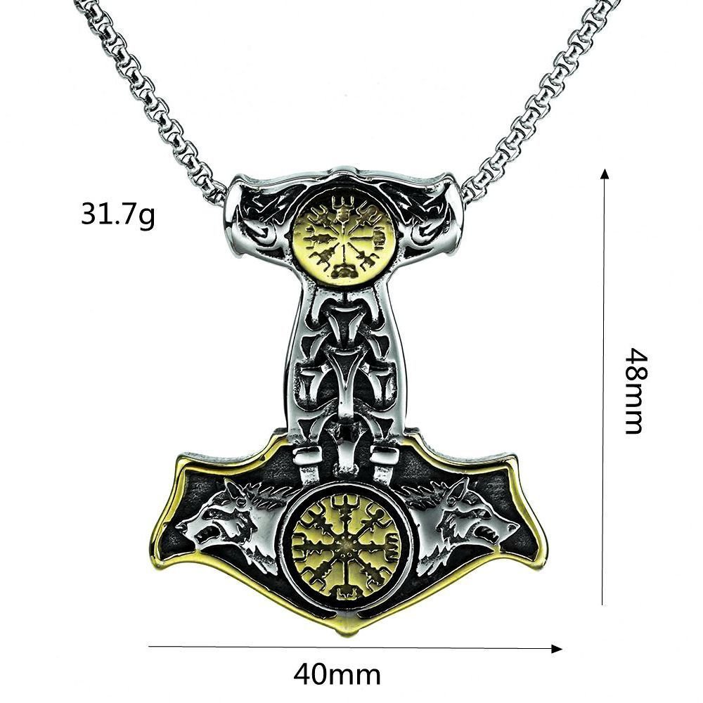 Dimension Pendentif Viking Mjolnir en Acier Inoxydable