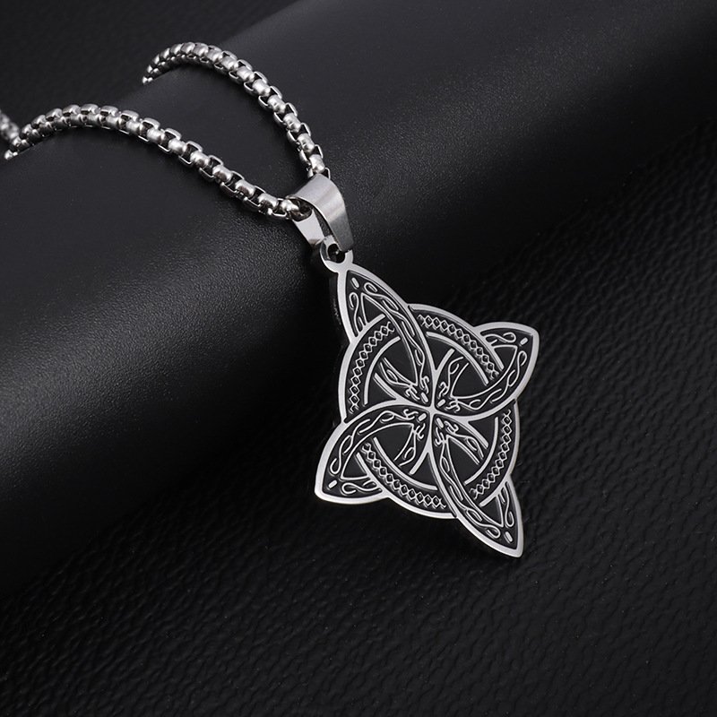 Pendentif Viking en Acier Inoxydable - Nœud Nordique Intricate argenté