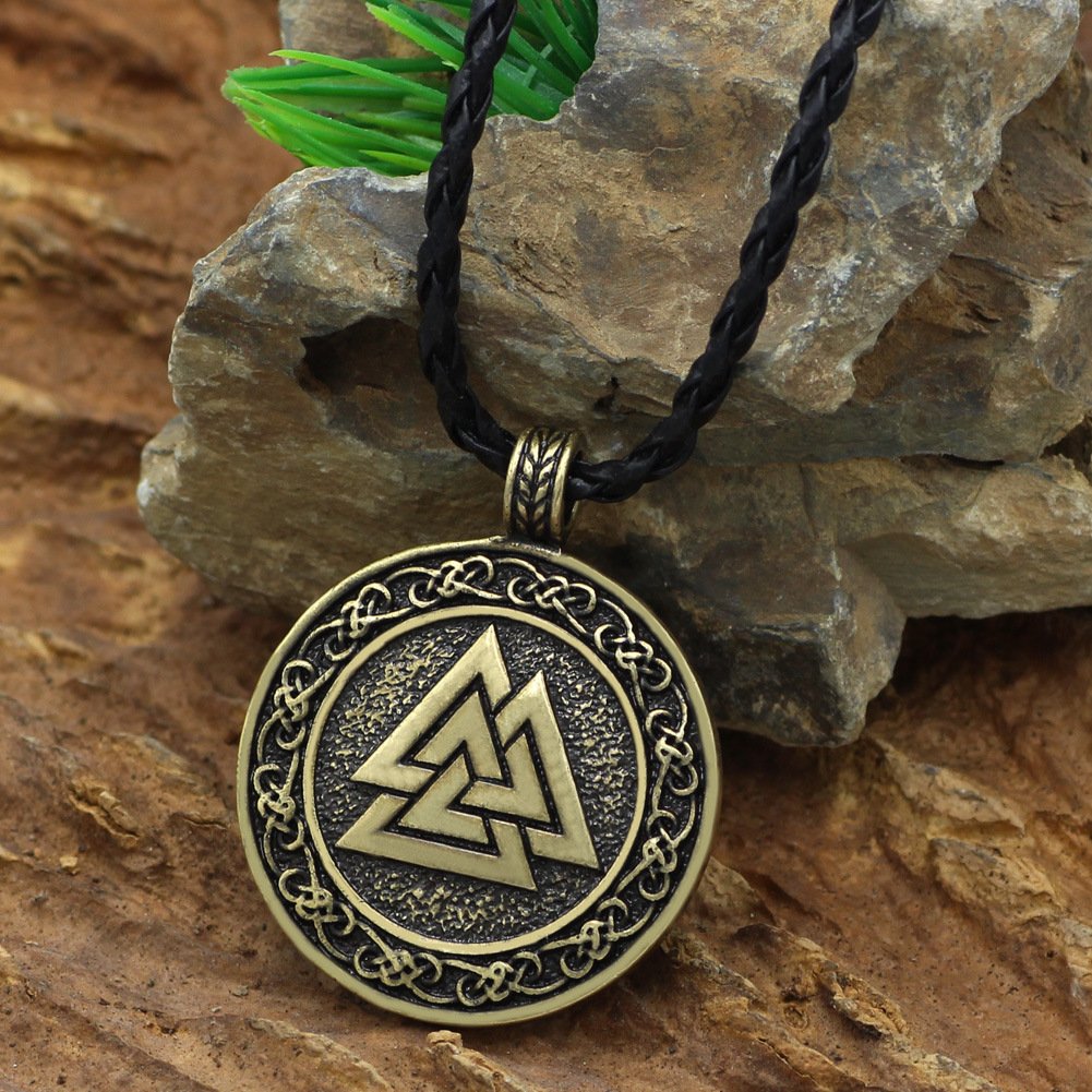 Pendentif Viking Valknut Métal doré