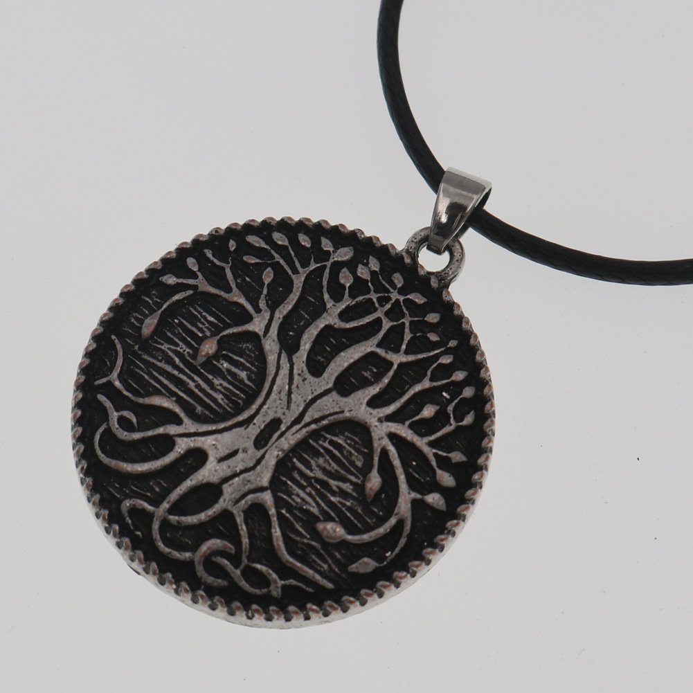 Pendentif Viking Yggdrasil avec cordon en cuir