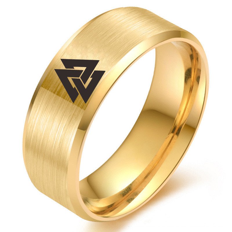 Bague Viking Valknut en Acier Inoxydable or